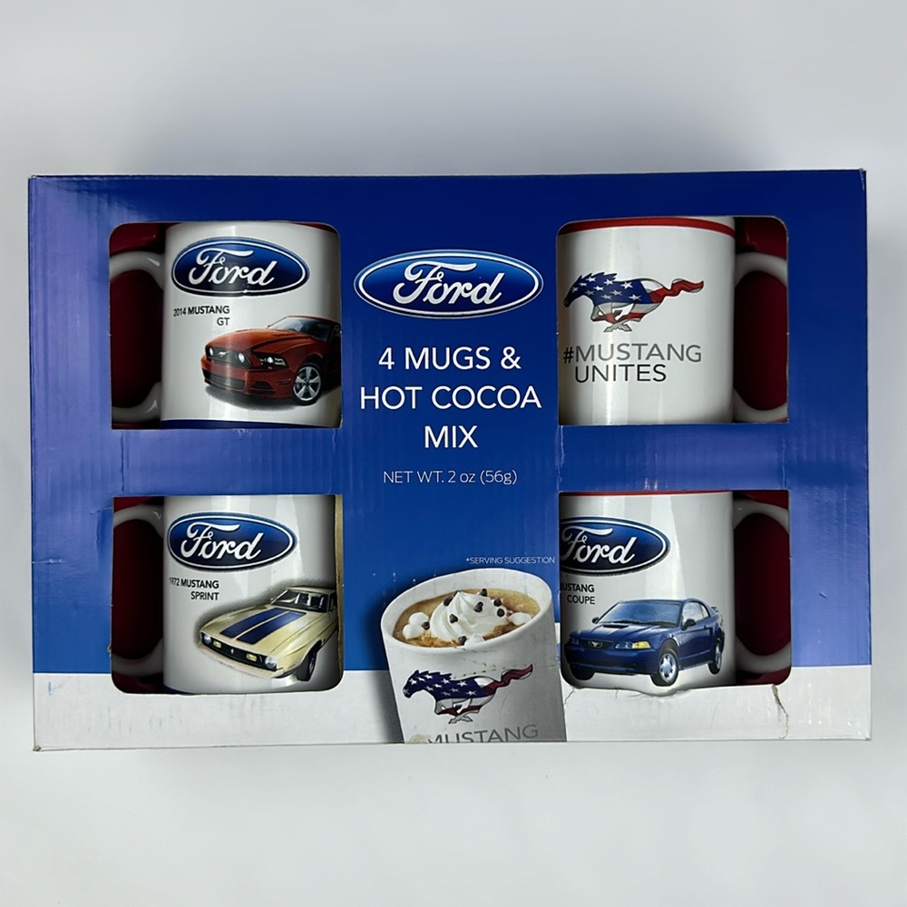 Ford Mustang Set Of 4 Collectors Coffee Mugs. Never Opened. New in Box Set.